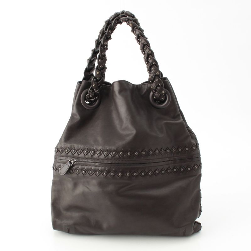 Bottega Veneta Leather Studded Handbag Black