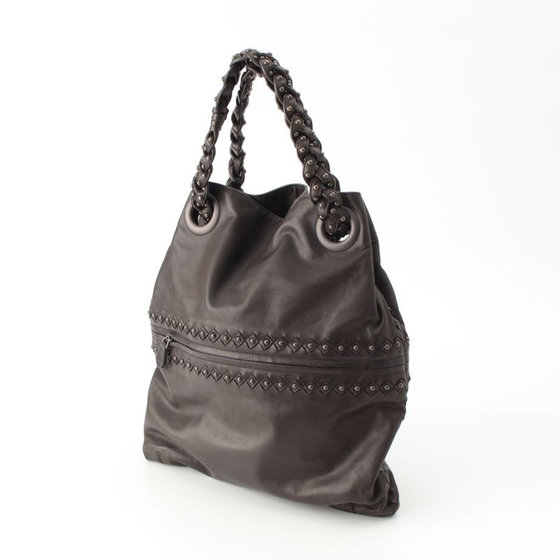Bottega Veneta Leather Studded Handbag Black