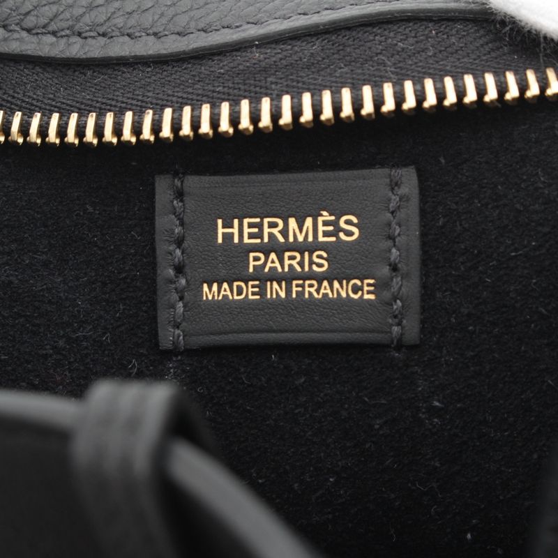 Hermes Petit Arson Togo Swift Gold Shoulder Bag Black