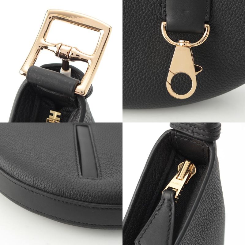 Hermes Petit Arson Togo Swift Gold Shoulder Bag Black