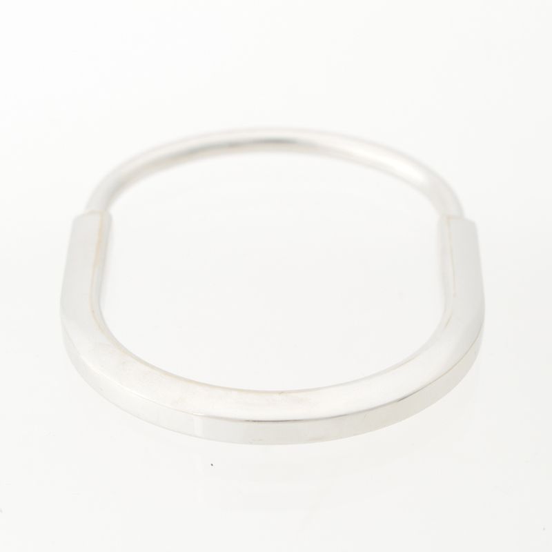 Tiffany & Co Lock Half Pave Diamond Bracelet Bangle 750 White Gold
