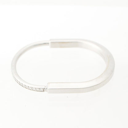 Tiffany & Co Lock Half Pave Diamond Bracelet Bangle 750 White Gold