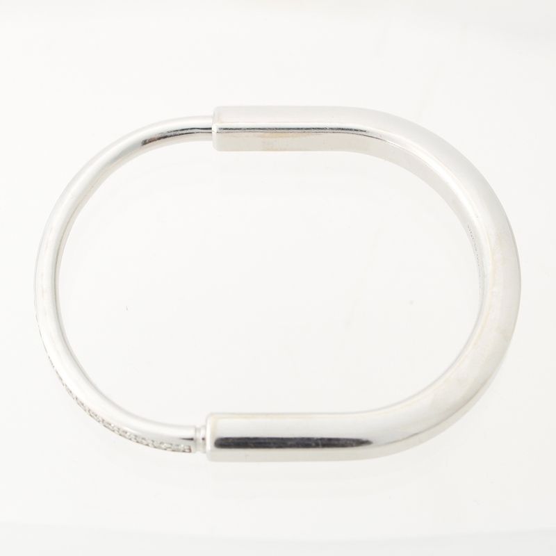 Tiffany & Co Lock Half Pave Diamond Bracelet Bangle 750 White Gold