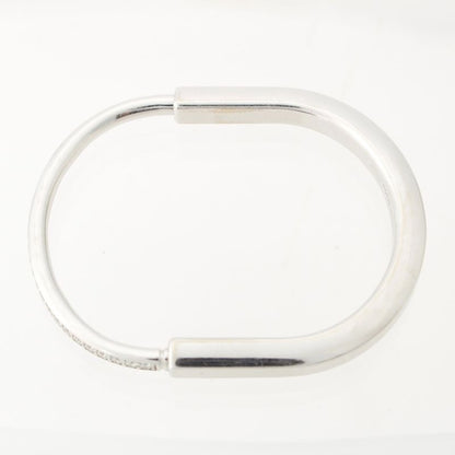 Tiffany & Co Lock Half Pave Diamond Bracelet Bangle 750 White Gold