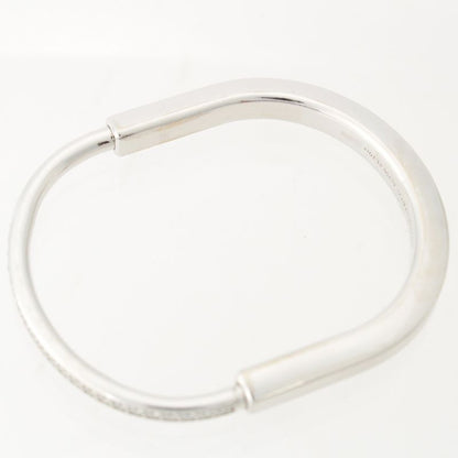 Tiffany & Co Lock Half Pave Diamond Bracelet Bangle 750 White Gold