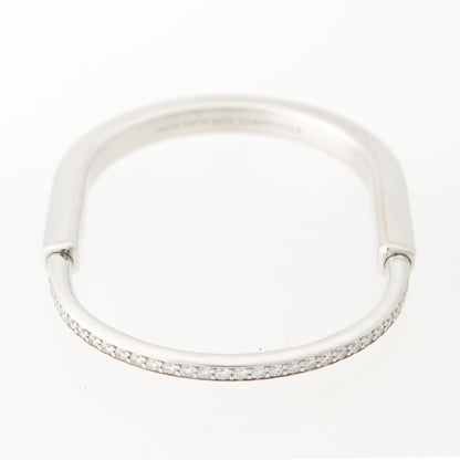 Tiffany & Co Lock Half Pave Diamond Bracelet Bangle 750 White Gold