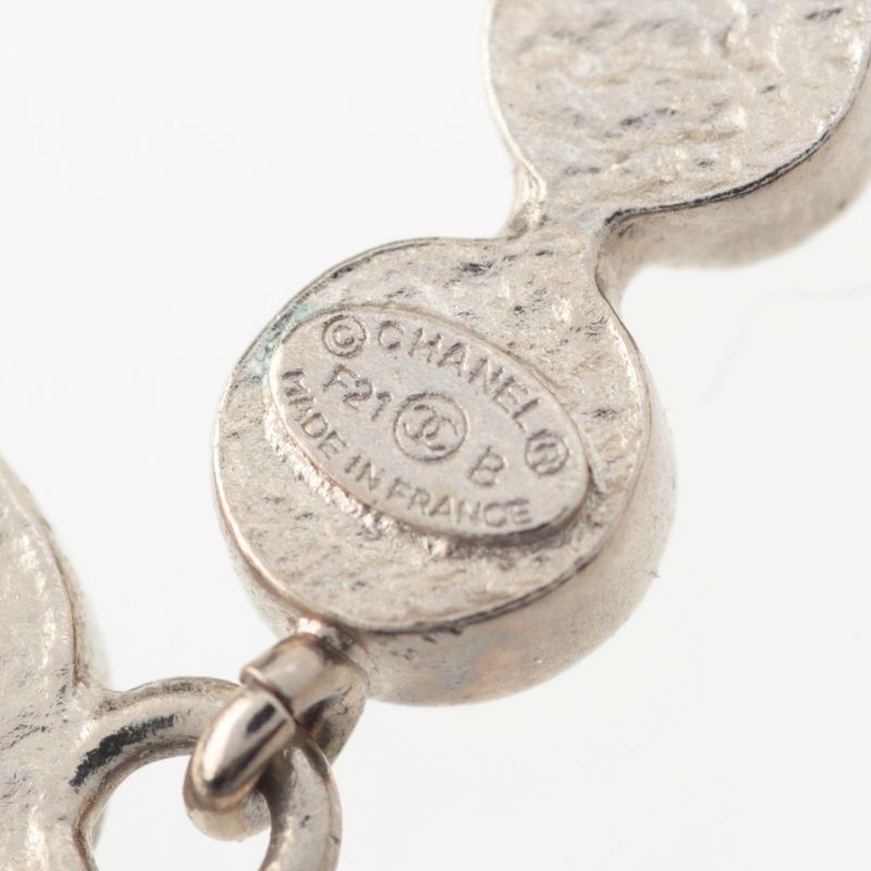 Chanel CC Logo Line Stone Earrings Silver