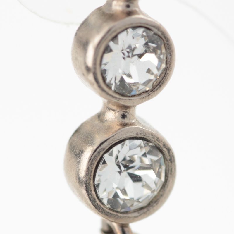 Chanel CC Logo Line Stone Earrings Silver