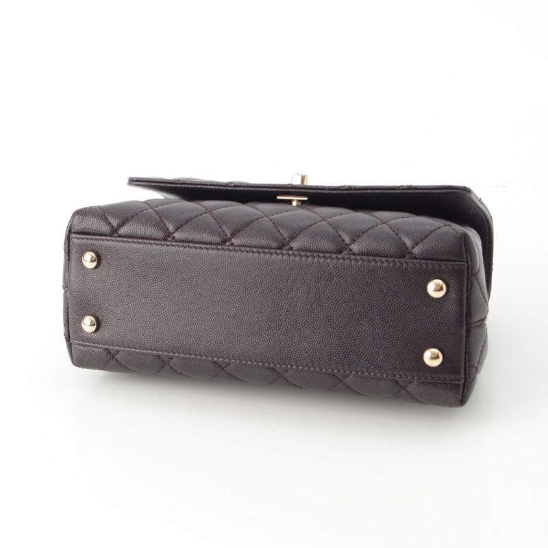 Chanel Coco Handle 24 XS Caviar Leather 2-Way Handbag Gold Brown