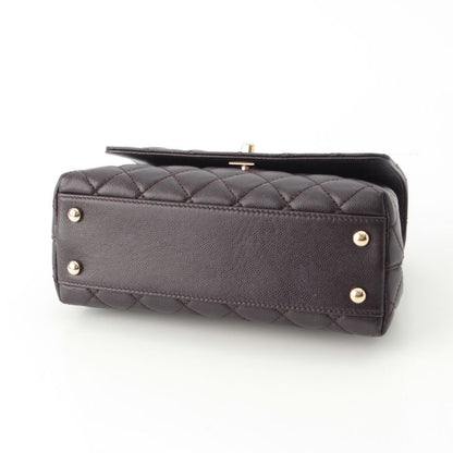 Chanel Coco Handle 24 XS Caviar Leather 2-Way Handbag Gold Brown