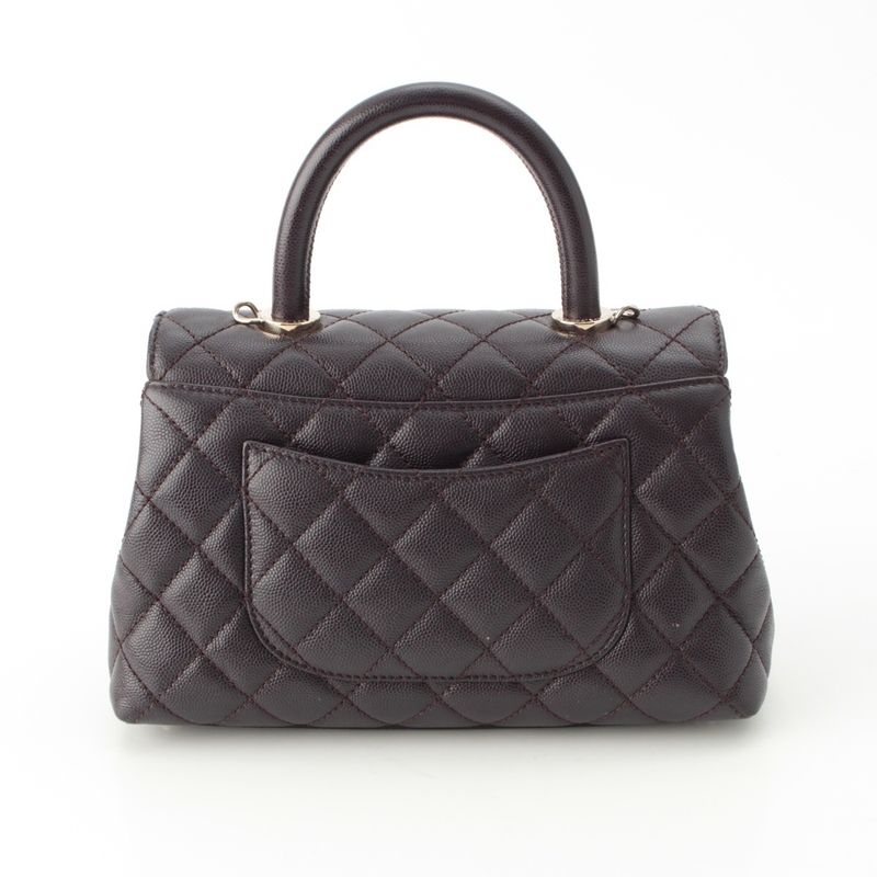 Chanel Coco Handle 24 XS Caviar Leather 2-Way Handbag Gold Brown