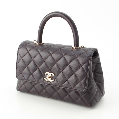 Chanel Coco Handle 24 XS Caviar Leather 2-Way Handbag Gold Brown