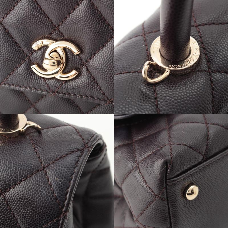 Chanel Coco Handle 24 XS Caviar Leather 2-Way Handbag Gold Brown