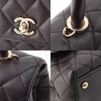 Chanel Coco Handle 24 XS Caviar Leather 2-Way Handbag Gold Brown