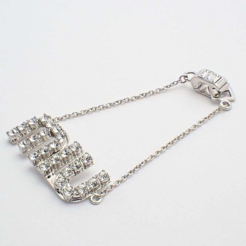 Miu Miu Miu Logo Bracelet Line Stone Silver