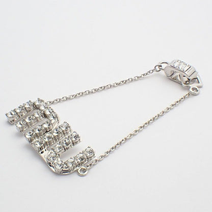 Miu Miu Miu Logo Bracelet Line Stone Silver
