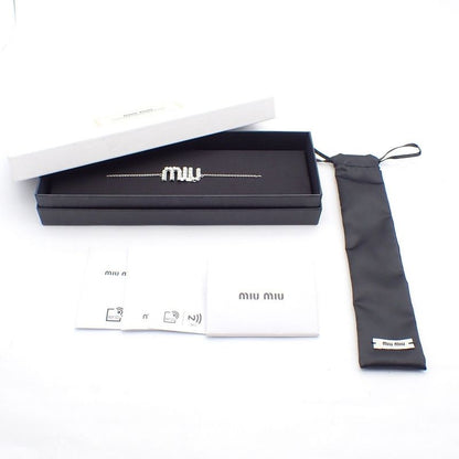 Miu Miu Miu Logo Bracelet Line Stone Silver