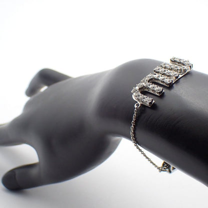 Miu Miu Miu Logo Bracelet Line Stone Silver