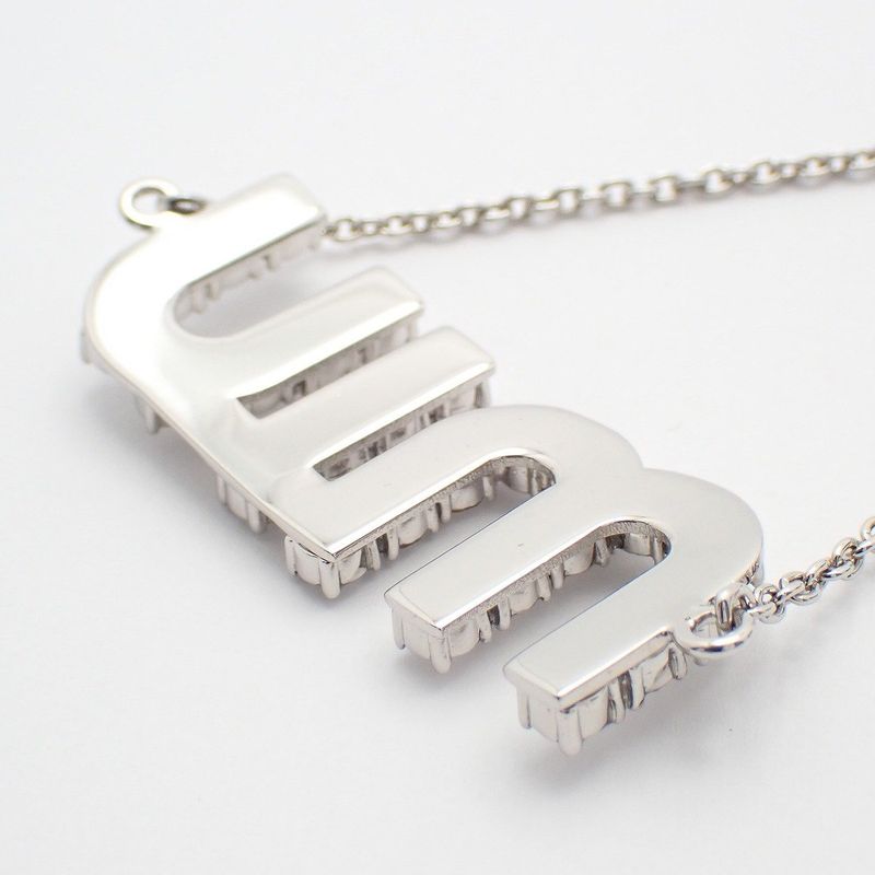 Miu Miu Miu Logo Bracelet Line Stone Silver