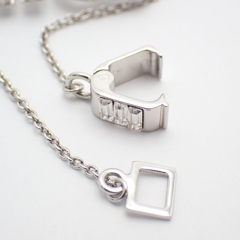 Miu Miu Miu Logo Bracelet Line Stone Silver