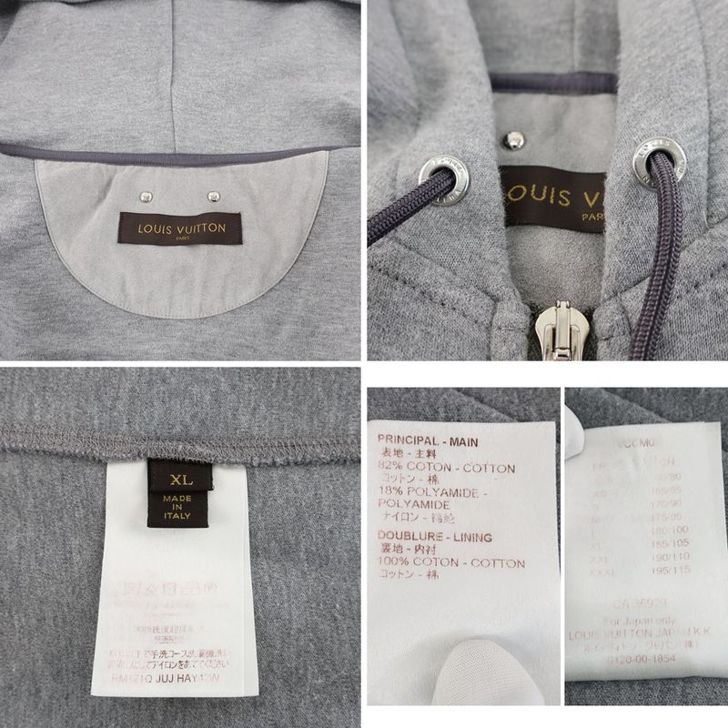 Louis Vuitton Hoodie Zip Up XL Gray Juj