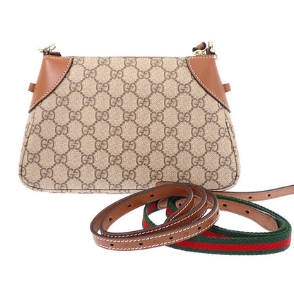 Gucci GG Emblem Small Faeaa 2-Way Shoulder Bag Leather Brown Gold