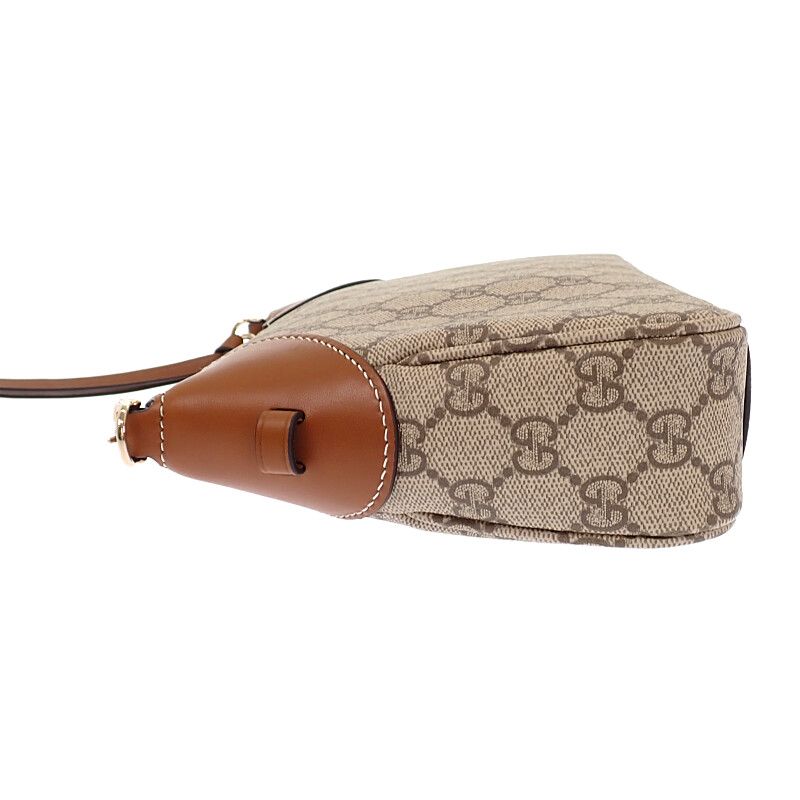 Gucci GG Emblem Small Faeaa 2-Way Shoulder Bag Leather Brown Gold