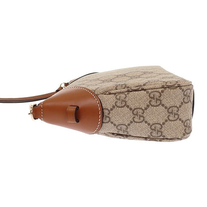 Gucci GG Emblem Small Faeaa 2-Way Shoulder Bag Leather Brown Gold