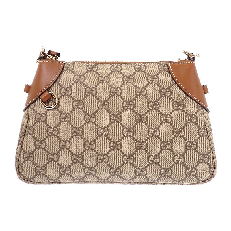 Gucci GG Emblem Small Faeaa 2-Way Shoulder Bag Leather Brown Gold