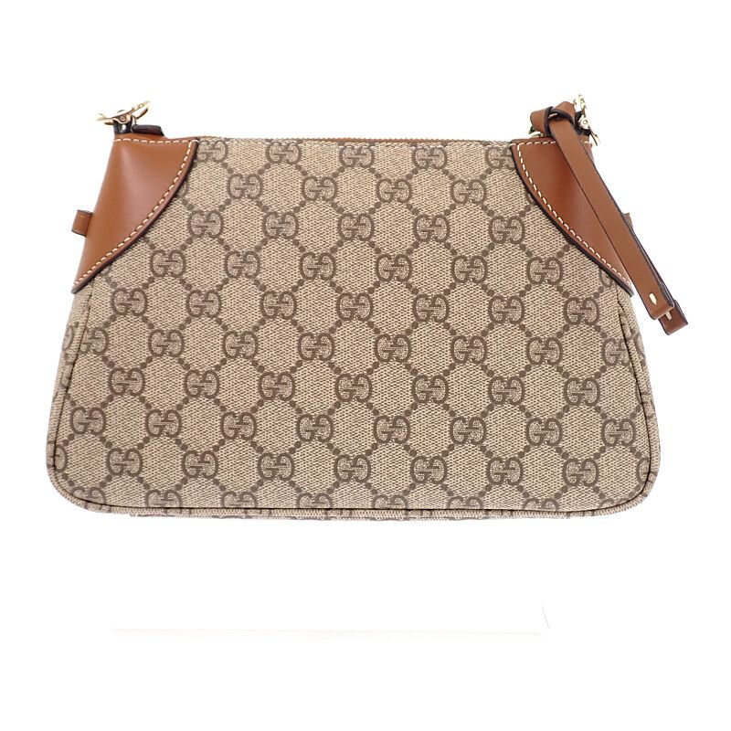 Gucci GG Emblem Small Faeaa 2-Way Shoulder Bag Leather Brown Gold