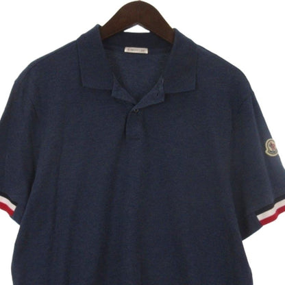 Moncler Tricolor Polo Shirt Short Sleeve Logo Patch Navy XL