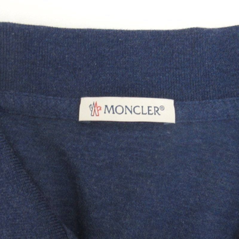 Moncler Tricolor Polo Shirt Short Sleeve Logo Patch Navy XL