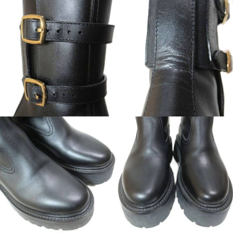 Celine Balki Buckle Diambout Platform Shoes 35 Black