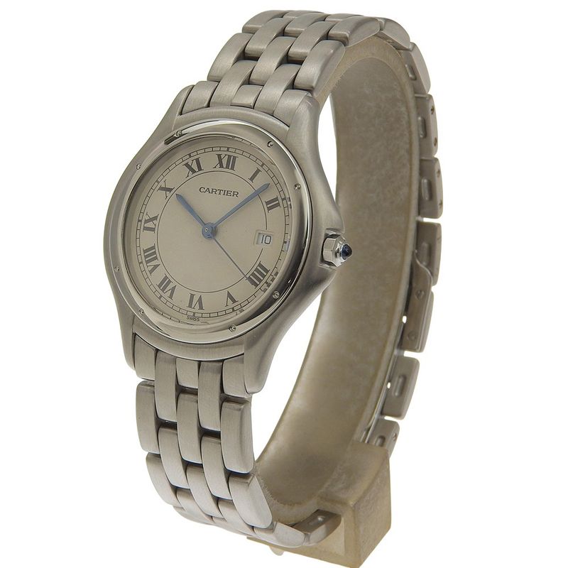 Cartier Panther LM Stainless Steel Quartz Analog Display White Dial Watch