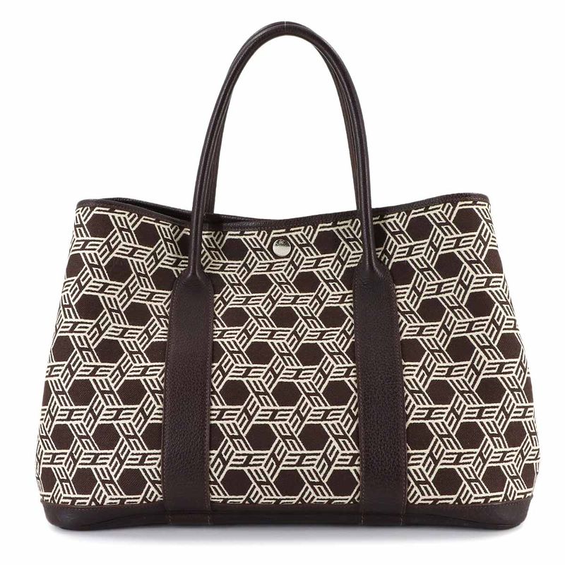 Hermes Garden Party PM Tote Towarso Ash Leather Brown Beige