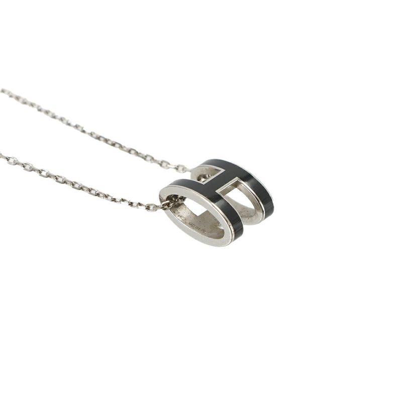 Hermes Pop Necklace Black Silver