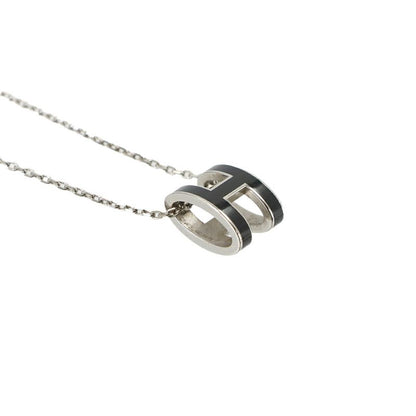 Hermes Pop Necklace Black Silver