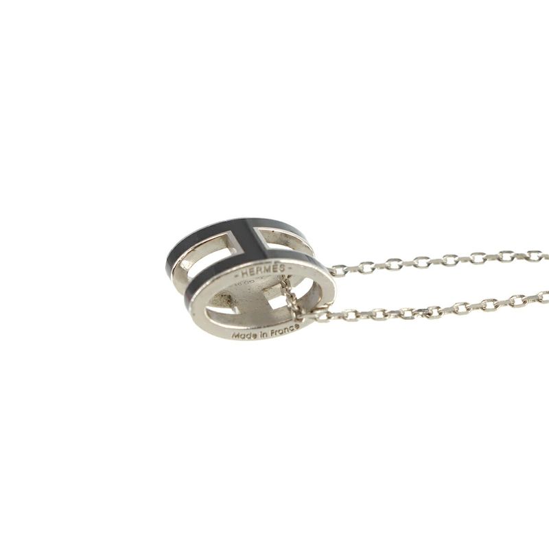 Hermes Pop Necklace Black Silver