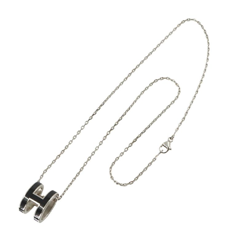 Hermes Pop Necklace Black Silver