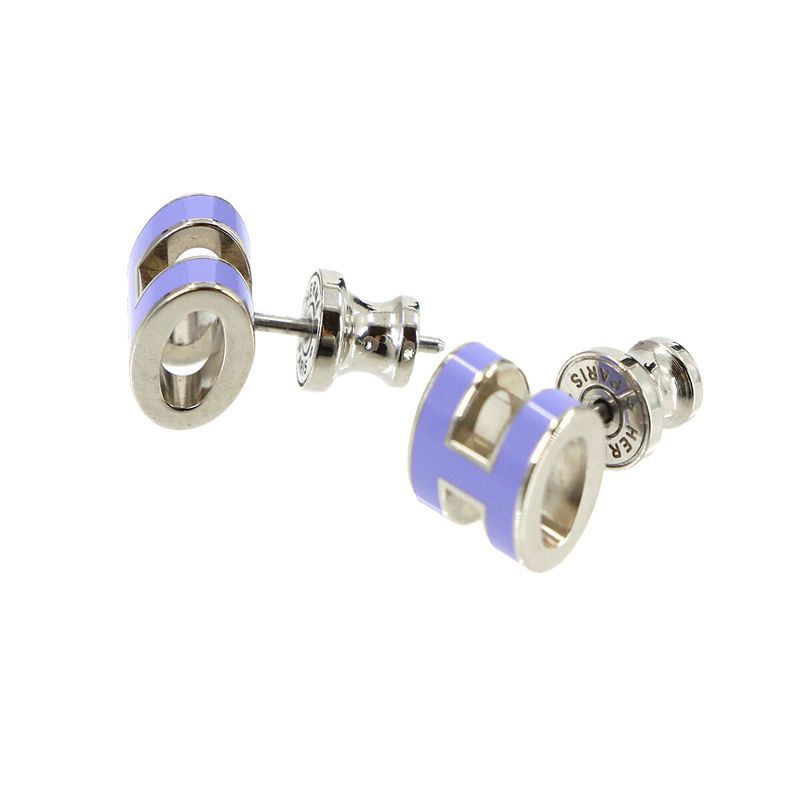 Hermes Mini Pop Earrings Lila Silver
