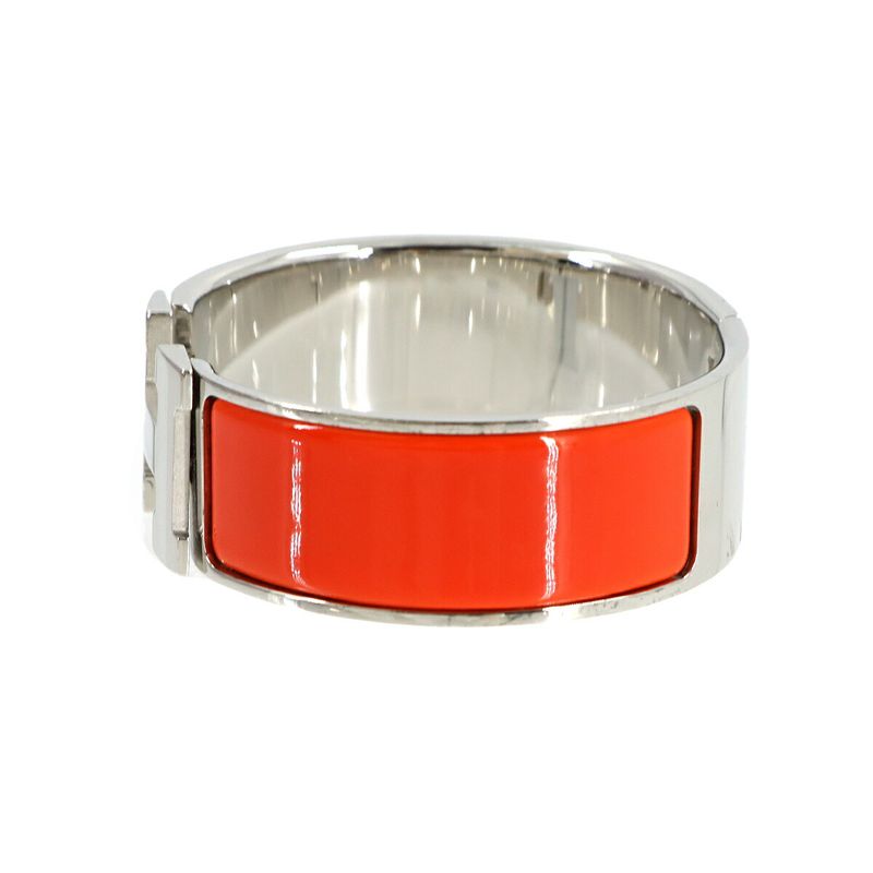 Hermes Clic Clac Bangle Orange Silver Bracelet
