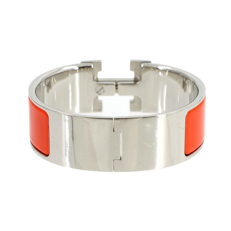 Hermes Clic Clac Bangle Orange Silver Bracelet