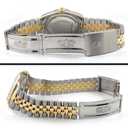 Rolex Watch Datejust P Number White Dial Roman Index Date 18k Yellow Gold SS