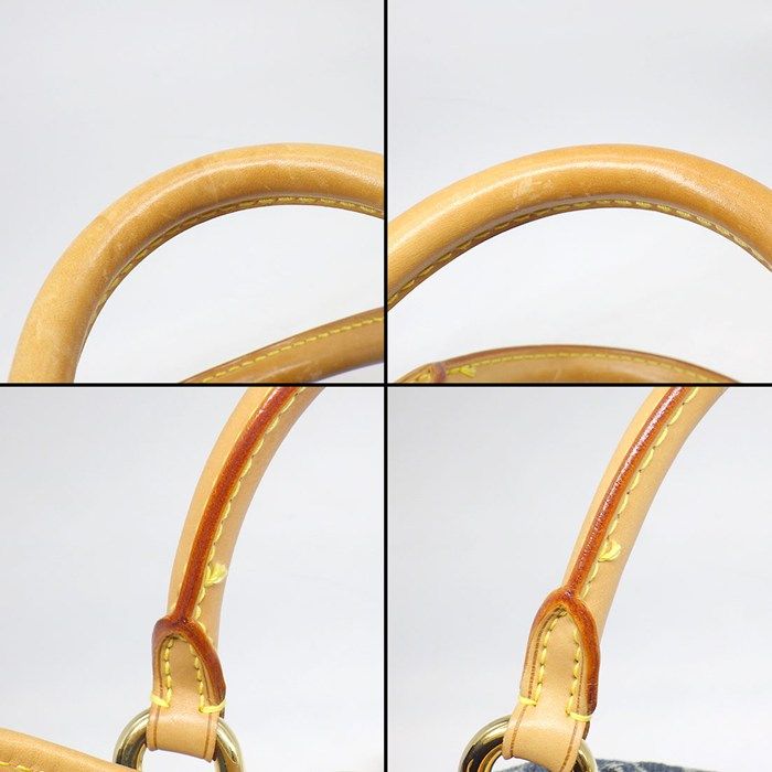 Louis Vuitton Handbag Pleaty Blue Monogram Denim Leather Gold Jeans
