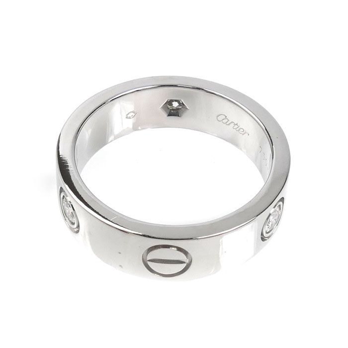 Cartier 18k White Gold Love Ring Half Diamond