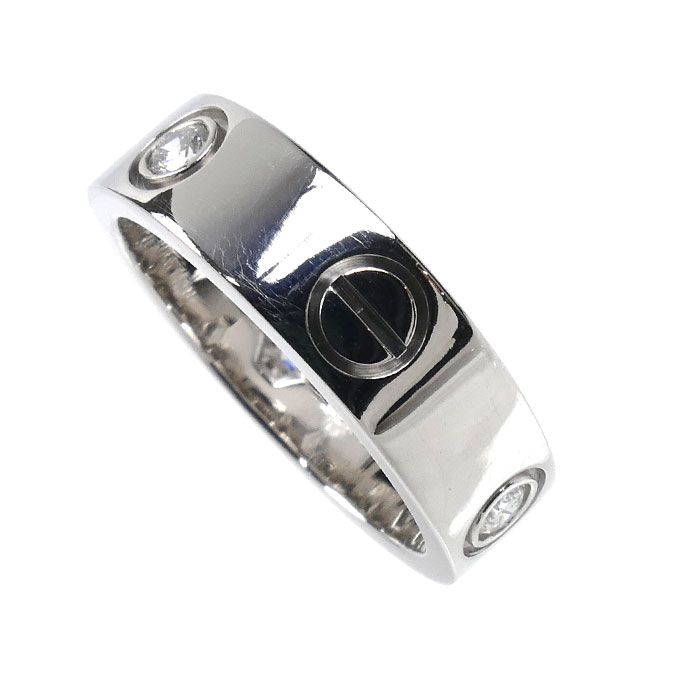 Cartier 18k White Gold Love Ring Half Diamond