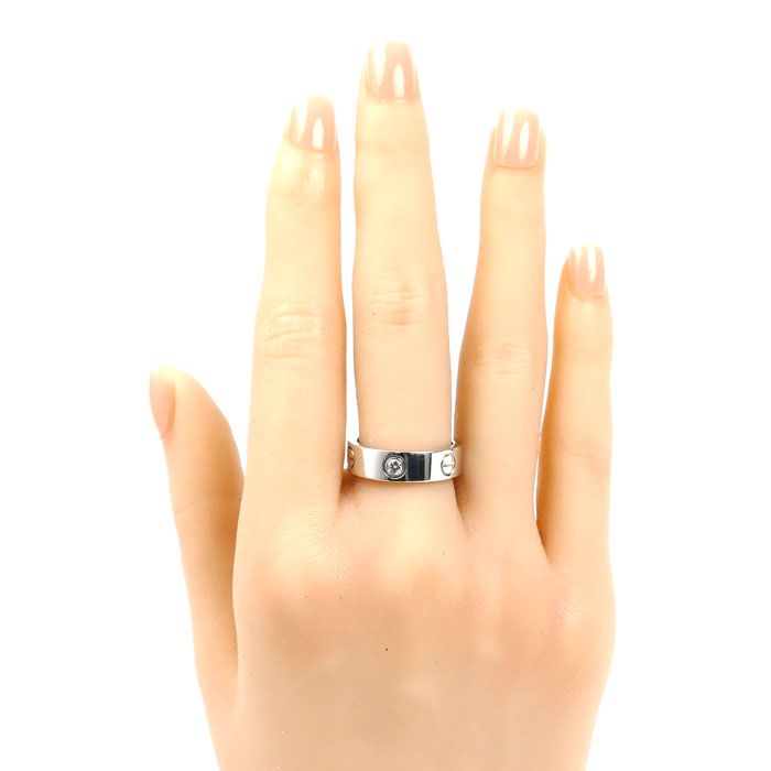 Cartier 18k White Gold Love Ring Half Diamond