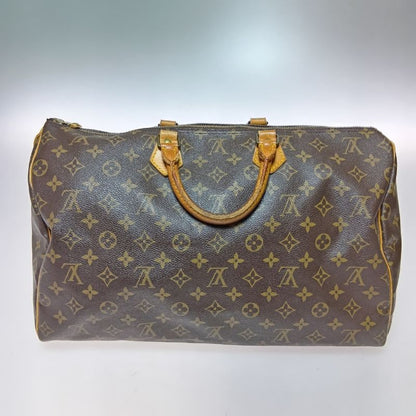 Louis Vuitton Monogram Speedy 40 Boston Bag Brown Zipper Torn on Handle