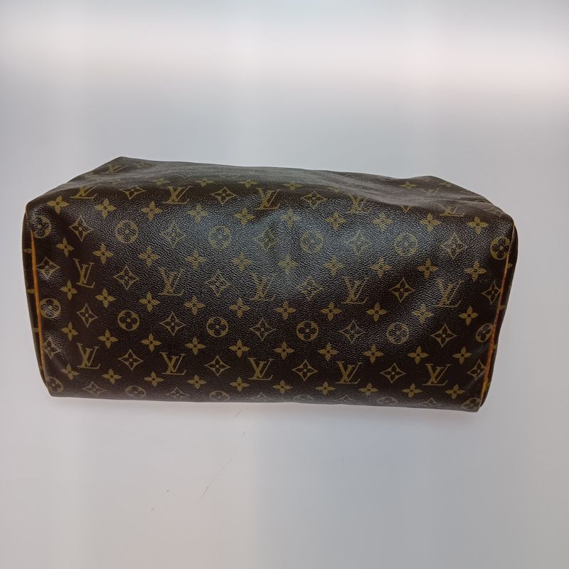 Louis Vuitton Monogram Speedy 40 Boston Bag Brown Zipper Torn on Handle