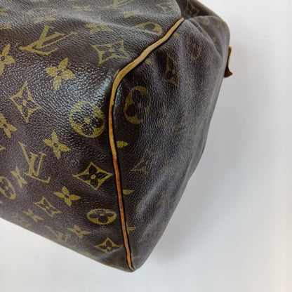 Louis Vuitton Monogram Speedy 40 Boston Bag Brown Zipper Torn on Handle